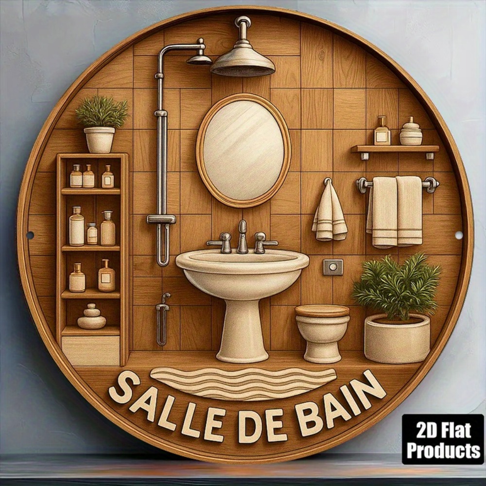 Home Bathroom Wall Decor - CIFBUY Décoration murale ronde en aluminium