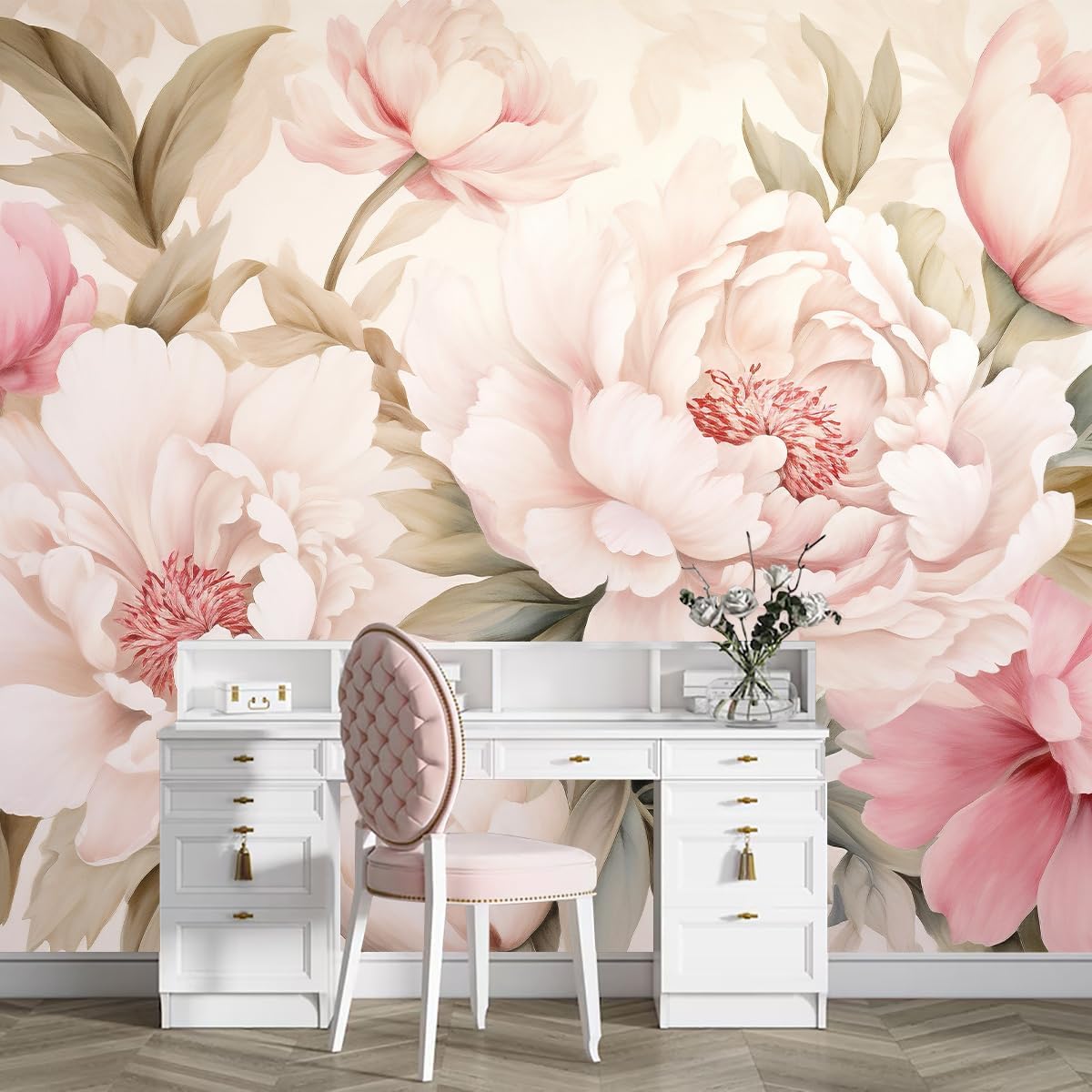 Home Bathroom Vanity - Papier peint mural élégant à motif