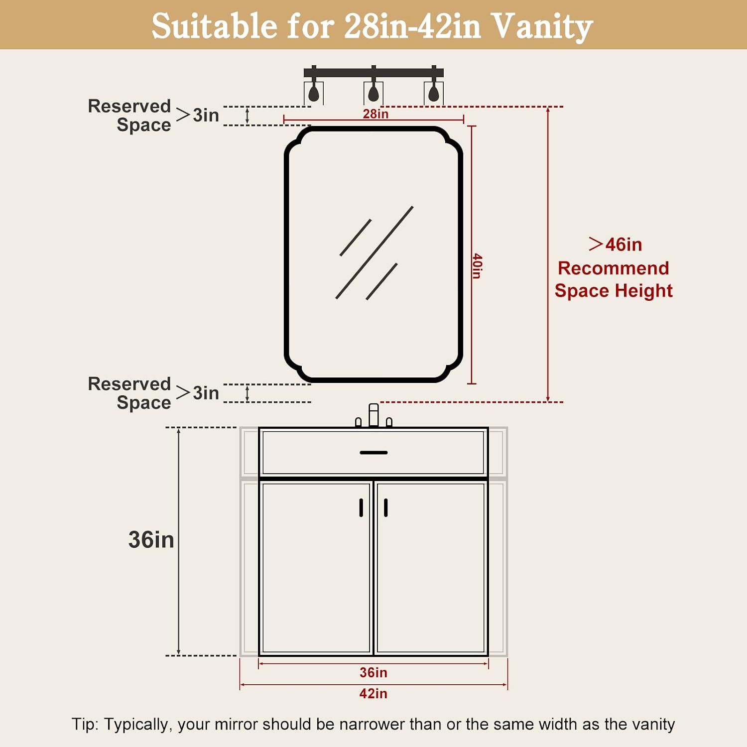 Miroir de salle de bain en boi - Home Living Bathroom Vanity avis et prix