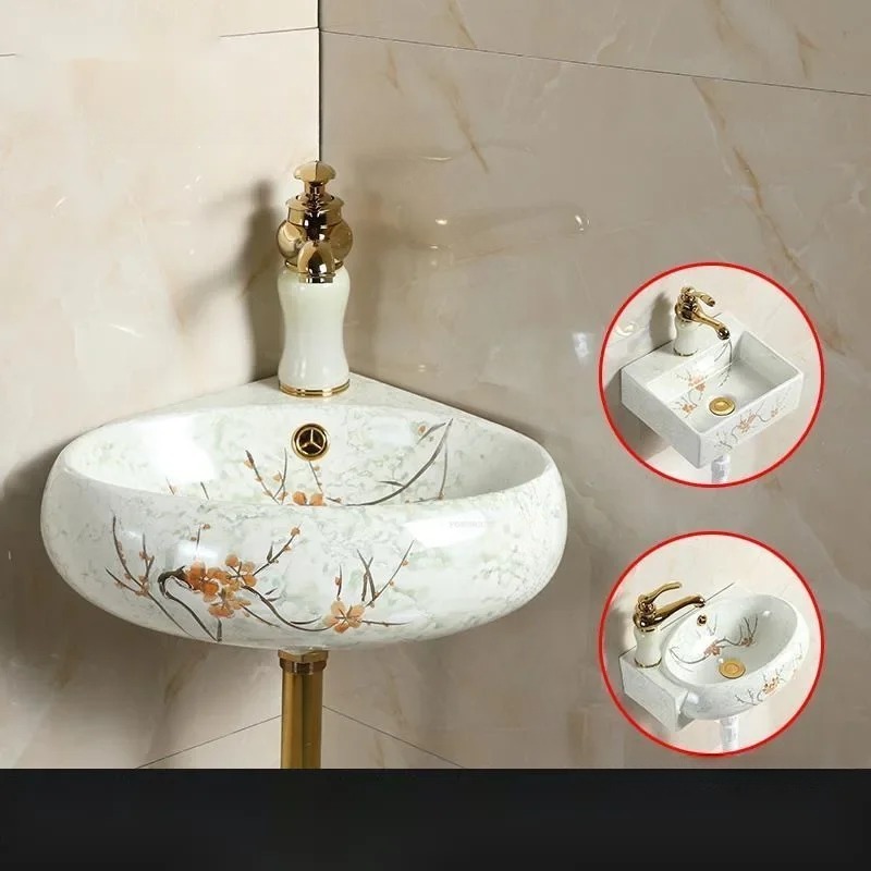 Lavabo mural triangulaire en c - Home Bathroom Wall Decor avis et prix