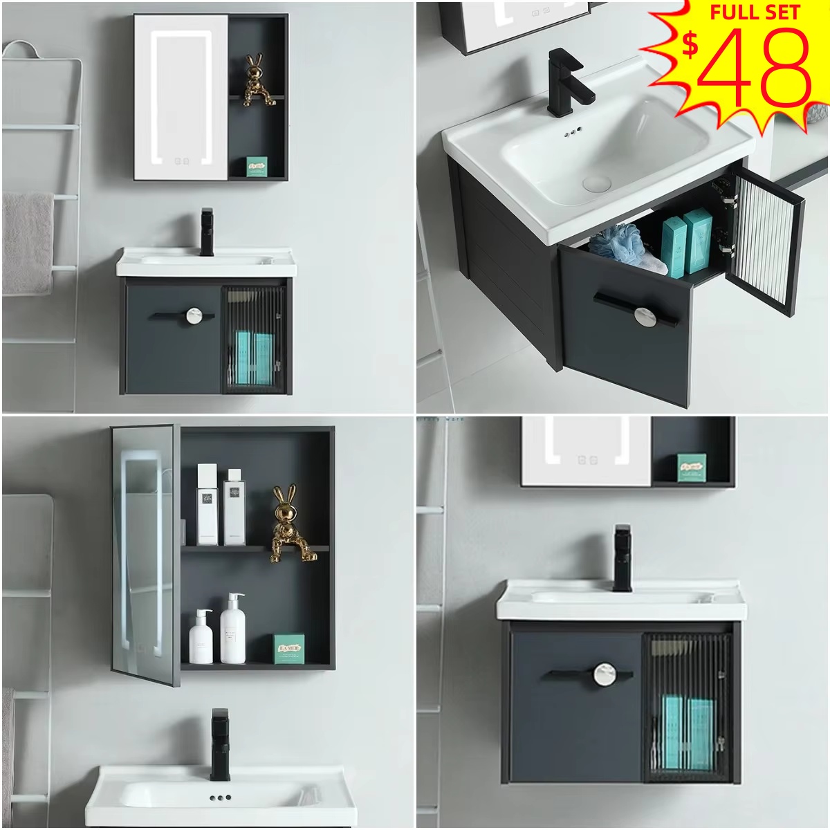 Meuble de salle de bain mural  - Home Living Bathroom Vanity avis et prix